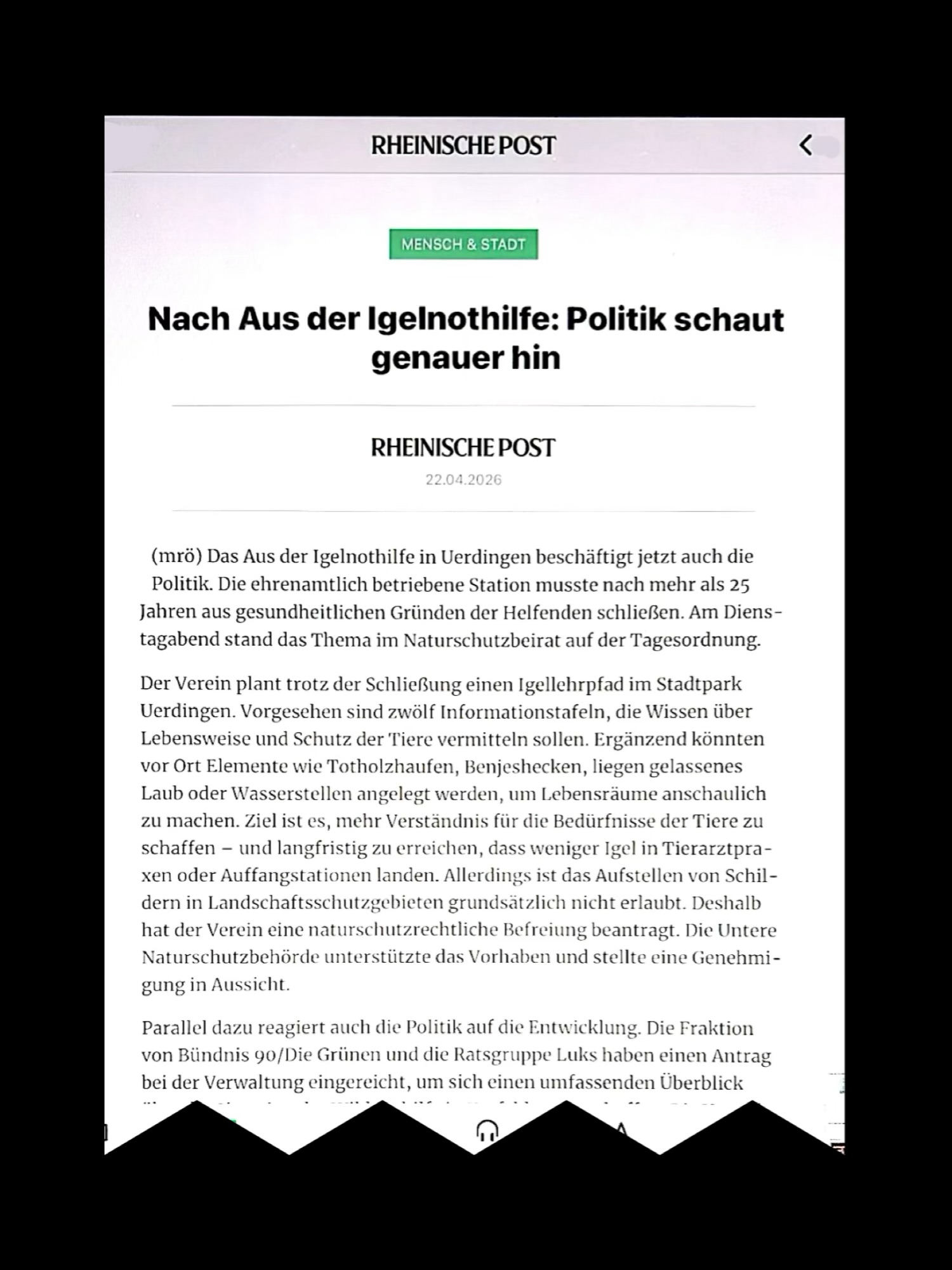 Rheinische Post Igelhilfe AUS